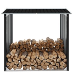 Caseta de jardín para leña acero galvanizado gris 172x91x154 cm