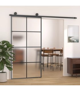 Puerta corredera aluminio y ESG vidrio negra 102,5x205 cm