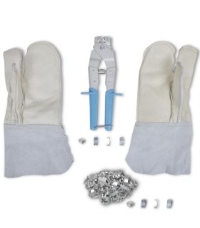 Set de accesorios para concertina aplicador guantes y 200 clips