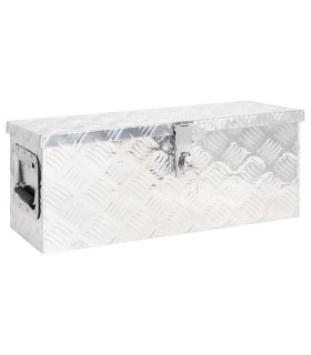 Caja de almacenaje de aluminio plateado 60x23,5x23 cm