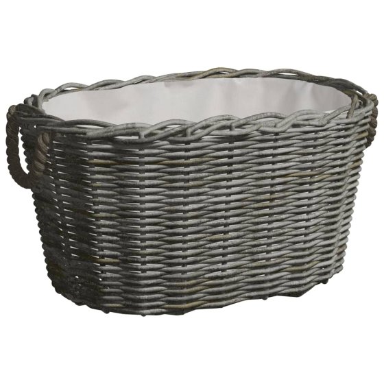 Cesta de leña asas de transporte sauce natural gris 59x42x28 cm