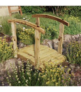 Puente de jardín con barandilla madera maciza pino impregnada