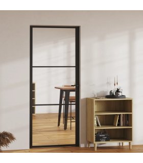 Puerta interior vidrio ESG y aluminio negro 83x201,5 cm