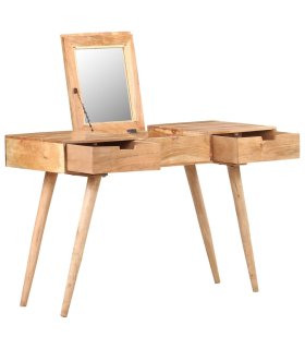 Mesa tocador con espejo madera acacia maciza 112x45x76 cm