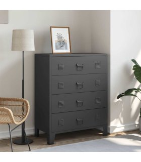 Cajonera metálica de estilo industrial 78x40x93 cm negro