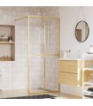 Mampara puerta de ducha vidrio transparente ESG dorado 90x195cm