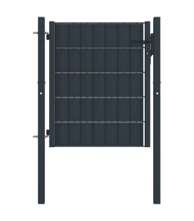 Puerta de valla de PVC y acero gris antracita 100x81 cm