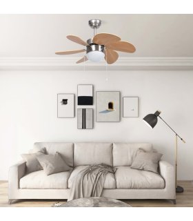 Ventilador de techo con lámpara marrón claro 76 cm