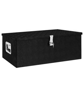 Caja de almacenaje de aluminio negro 90x47x33,5 cm