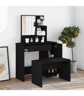 Tocador con espejo negro 86,5x35x136 cm