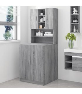 Armario para lavadora madera contrachapada gris Sonoma