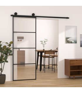 Puerta corredera con set herrajes vidrio ESG aluminio 76x205 cm
