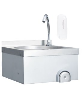Fregadero lavamanos con grifo y dispensador de jabón acero inox