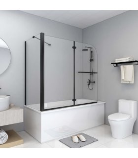Mampara de ducha plegable ESG negra 120x68x130 cm