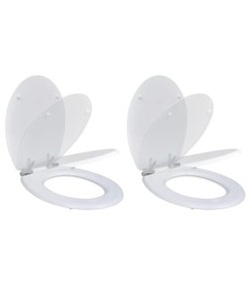 Asientos de inodoro con tapas de cierre suave 2 uds MDF blanco