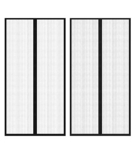 Cortina mosquitera para puerta 2 uds imán negro 210 x 100 cm