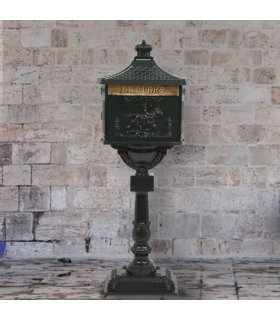 Buzón de pedestal de aluminio estilo vintage inoxidable verde