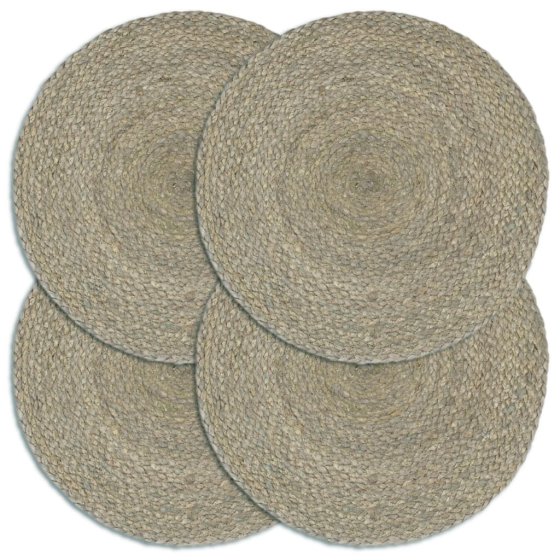 Manteles individuales redondos 4 uds yute gris liso 38 cm