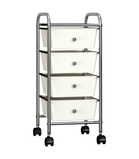 Carrito de almacenaje portátil 4 cajones plástico blanco