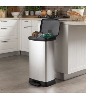 Curver Papelera de pedal doble Deco plateado 23L + 23L