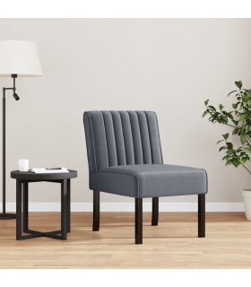Silla tapizada de terciopelo gris oscuro