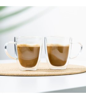 HI Juego de vasos para café capuchino 2 unidades transparente 270 ml