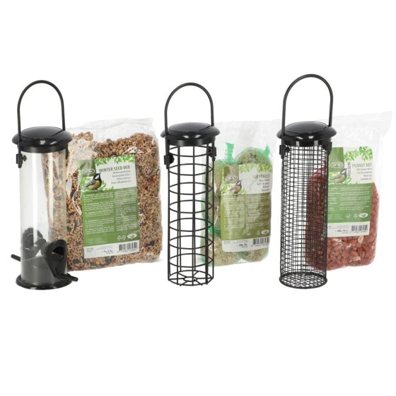 Esschert Design Juego completo de comederos para pájaros 3 piezas S