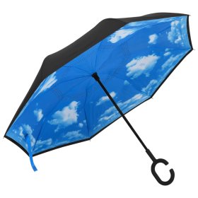 Paraguas mango forma C negro, accesorios de lluvia