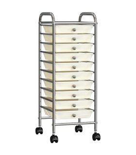Carrito de almacenaje portátil 10 cajones plástico blanco