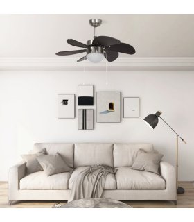 Ventilador de techo con lámpara marrón oscuro 76 cm
