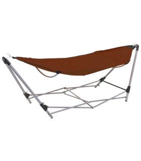 Hamaca con soporte plegable marrón