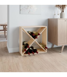Botellero de madera maciza de pino 62x25x62 cm