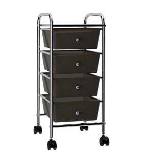 Carrito de almacenaje portátil 4 cajones plástico negro