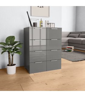Aparador de madera de ingeniería negro brillante 60x35x80 cm