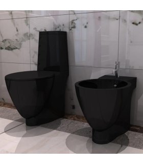 Inodoro y bidet negros de cerámica