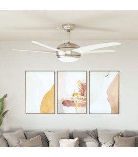 Ventilador de techo adornado con lámpara 128 cm blanco