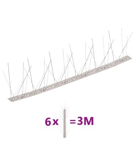 Set de 6 hileras pinchos contra pájaros y palomas 5 filas 3 m