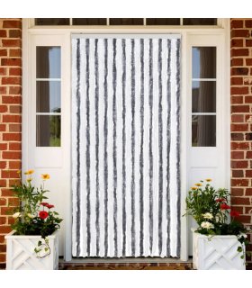Cortina mosquitera gris y blanco chenilla 100x220 cm