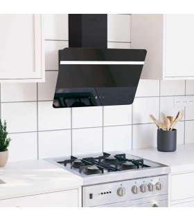 Campana extractora pared acero y vidrio templado negro 60 cm