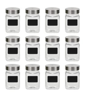 Tarros de almacenaje con pegatina 12 unidades 300 ml