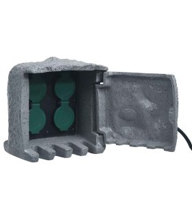 Enchufe de jardín 4 ranuras poliresina resistente al agua gris