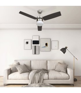 Ventilador de techo con luz con mando marrón oscuro 108 cm