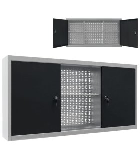 Armario de herramientas de pared industrial metal gris y negro