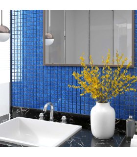 Azulejos de mosaico 11 unidades vidrio azul 30x30 cm