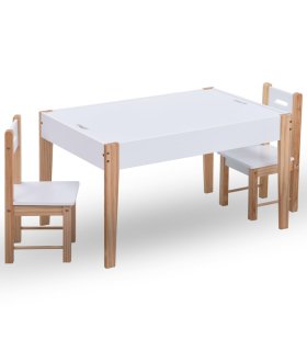 Mesa y sillas infantiles 3 pzas con pizarra negro y blanco