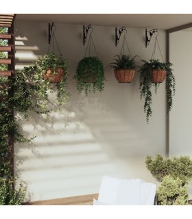 Soportes para cestas colgantes con maceteros 4 uds acero negro
