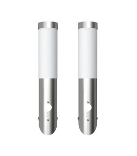 2 Apliques de exterior con detector de movimiento, acero inoxidable