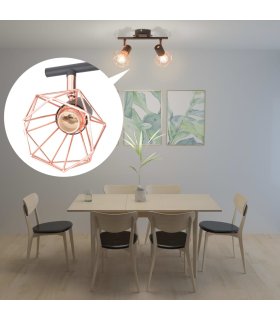Lámpara de techo con 2 bombillas LED de filamento 8 W