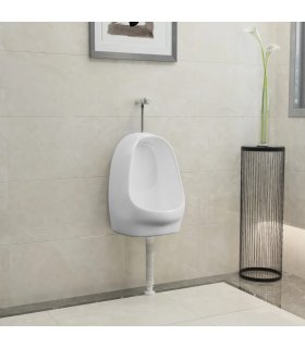 Urinario de pared con válvula de descarga cerámica blanco