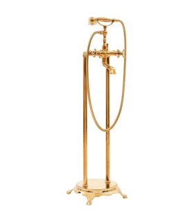 Grifo para bañera de pie acero inoxidable dorado 99,5 cm